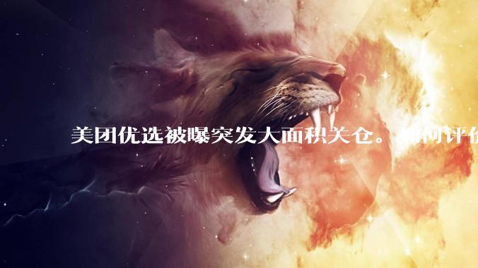 美团优选被曝突发大面积关仓。如何评价？